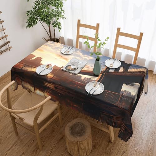 Nappe carrée Brooklyn Bridge en polyester lavable pour table rectangulaire - 2