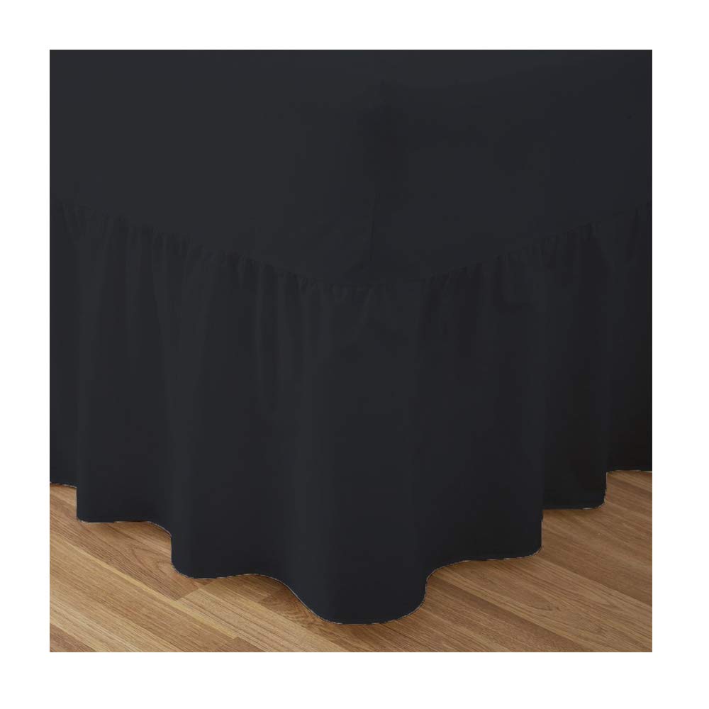 Fitted Valance Sheets King Size Kingsize Bed Sheets Dyed 9.5 '' deep Plain Poly Cotton Bedding 11'' Frilly Drop, Black
