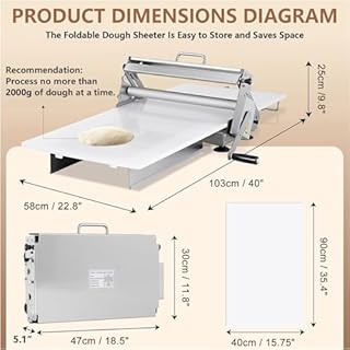 Sfogliatrice Manuale Professionale In Acciaio Inox, Sfogliatrice Manuale Pieghevole Per Impasto Croissant E Pasta Sfoglia, Manuale Sfogliatrice Pasticceria Professionale Commerciale Pasta Sfoglia