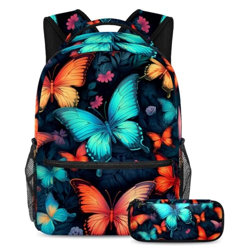 Sac à dos polyvalent Fleur Boho Papillon idéal pour le lycée et les sorties