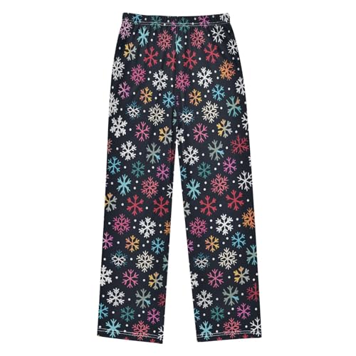 Multicolored Snowflakes Pajama Pants Long Sleep Pants Soft Pajama Bottoms With Pockets2