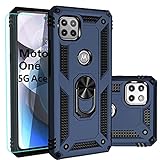 SKTGSLAMY Moto One 5G Ace Case,with Screen Protector,[Military Grade] 16ft. Drop Tested Heavy Duty Cover with Magnetic Kickstand Car Mount Protective Case for Motorola Moto One 5G Ace, Blue