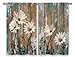 Laifzere Teal Farmhouse Flower Kitchen Curtains Wooden Barn Small Short Cafe Window Curtains Rustic Butterfly Country Spring Bathroom Drapes Treatment Tier Curtains 2 Panels (27.5x39 Inch)