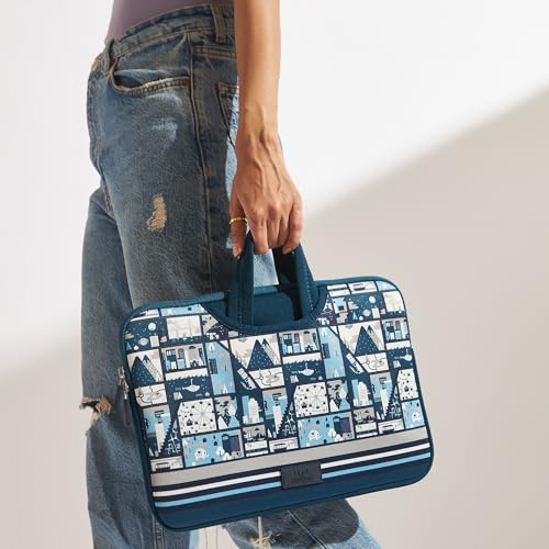 Image of Chumbak Teal Amusement Park Laptop Sleeve - 15 inch, Blue