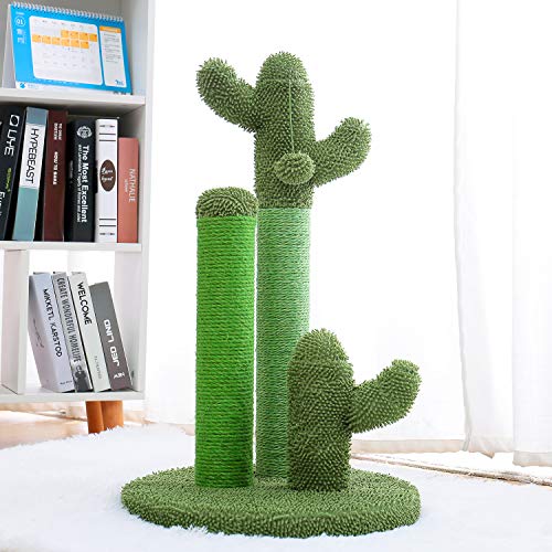 PAWZ Road Cat Scratching Post Cactus Cat Scratcher Featuring with 3 Scratching Posts and Dangling Ball-Medium 23 Inches