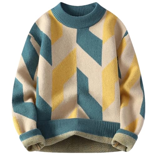Men Argyle Turtleneck Sweater Tops Christmas Sweaters Thick Warm Harajuku Pullover Jumper