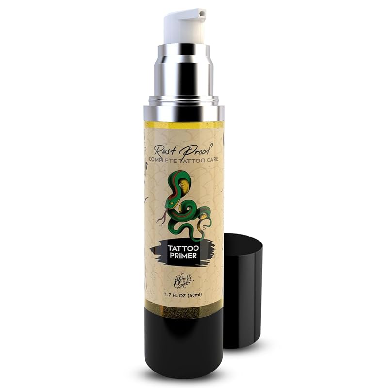 Óleo corporal Nirvanta Rust Proof Tattoo Primer com 14 óleos essenciais, 50 mL