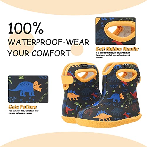 Mcikcc Kids Rain Boots, Rubber Boots With Handle, Lightweight Boots For Outdoor, Cartoon Boots Infant, Toddler, Girls, Boys, Dinosaur Size 4 #TOP4