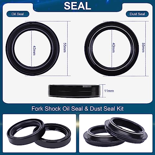 Image of 43mm Fork Oil Seal & Dust Seal Kit for Yamaha YZF-R1 MT-01 FZ6 S2 Fa-zer FZS1000 Fa-zer for Triumph Rocket III 2004-2024 5VX-2314500 43mm x 55mm x 11mm