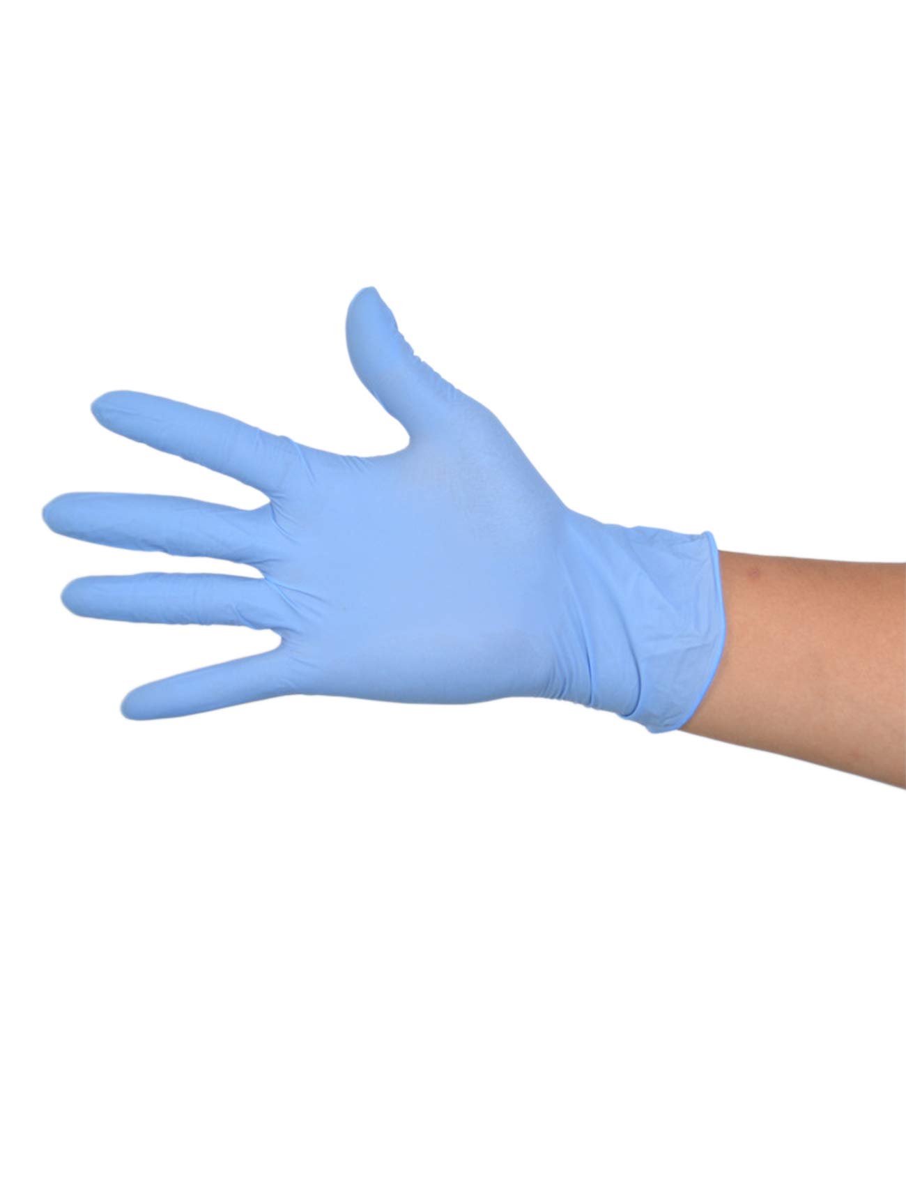 Jueshanzj 100pcs Disposable Nitrile Gloves Powder Free Latex Rubber Free Textured Tips Safe Odorless Gloves Sky Blue L