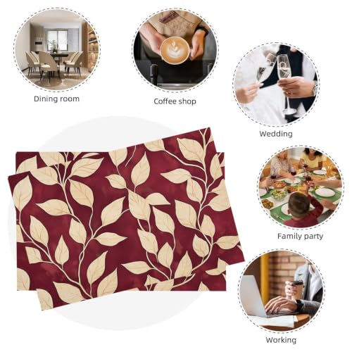 Set de table en tissu lin de coton bordeaux premium pour réception