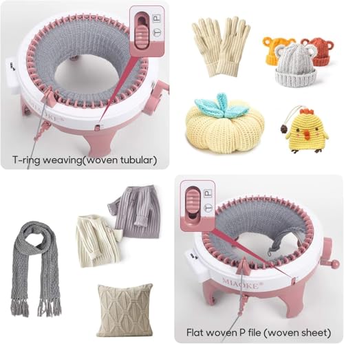 Image of MIAOKE Knitting Machine, 48 Needles King Size Smart Weaving Loom Knitting Round Loom, Smart Knitting Board Rotating Double Knit Loom Machine, DIY Knitting Loom Kit for Adults