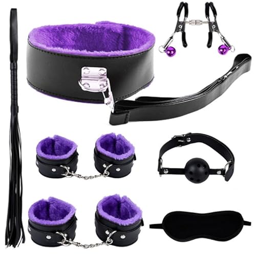 7-bitars läder lila Casual Set Yoga övning utrustning tillbehör, stressreducerande leksaker, sportträning, spänningsband tillbehör