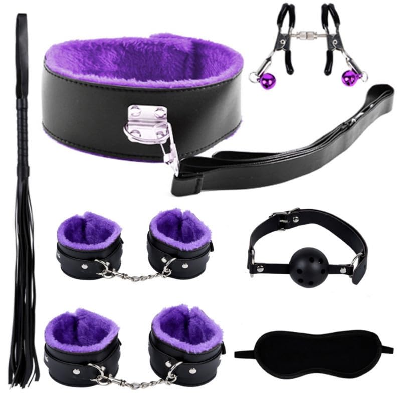 Juego de yoga de cuero morado evita molestias con este set ajustable de 7 piezas