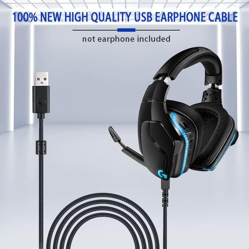 Miniatura 5 de HUYUN Cable de carga USB de 5.9 ft de repuesto para auriculares Logit G533 G633 G933 y ratón G502 Hero Lightspeed