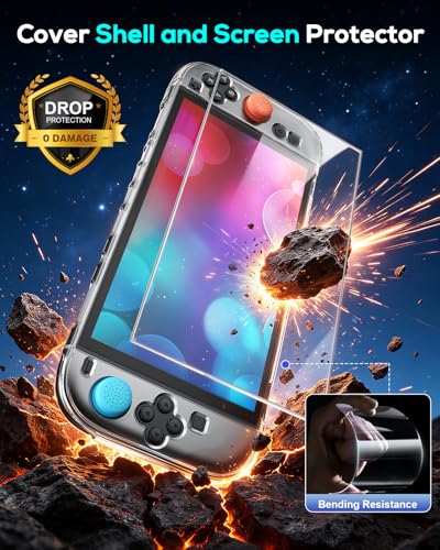 Image of Auarte [Charge Inside] Switch 2 Carrying Case for Nintendo Switch 2 Console 2025 / Switch Original /Switch OLED, Slim Travel Carry Case for Switch 2 Accessories Bundle with Controller and Hand Grip (Black- 23 in 1)