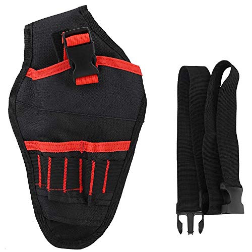 Taladro Funda, Bolsa Portaherramienta con Cinturón Ajustable, Bolso de Herramienta Multifuncional Oxford Impermeable, Taladro Funda para Electricistas, Carpinteros