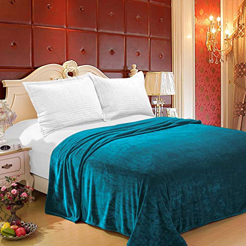 Home Must Haves Solid Color All Season Extra Soft Warm Cozy Sofa Couch Throw Bed Premium Blanket (Queen, Turquoise) #TOP14