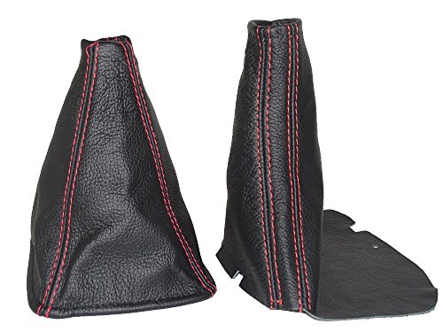 The Tuning-Shop for Toyota JZX Chaser 1996-2001 Shift & E Brake Boot Black Leather RED Stitching