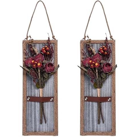 Yorkmills Wooden Wall Decor with Red Flowers Cover
