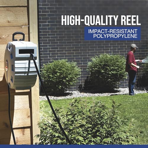 Strongway Retractable Garden Hose Reel with 5/8in. Dia. x 80ft.L Hose - Wall Mount