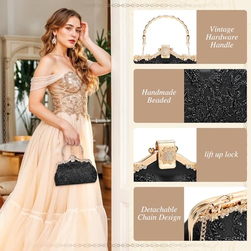 Image of UBORSE 1920s Vintage Clutch Purse Beaded Evening Bag for Women Formal Bridal Sequin Handbag Clutch for Wedding /Prom /Cocktail | 1920s