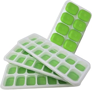 Hot Homey Silicone Ice Cube Tray - Easy-Release and Flexible Ice Cube Trays for Freezer with Lid - Cocktail Freezer Stackable Ice Tray with Lid (4 Pack)