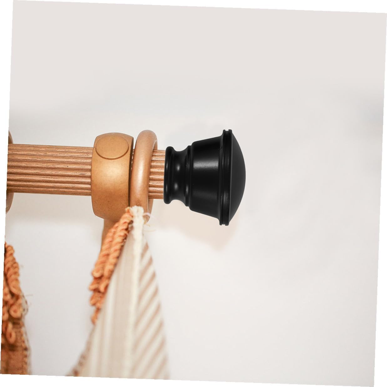 Ipetboom 4pcs Decorative Curtain Rod Finials Black and End Caps Replacement for Home and Office Window Treatments Easy Installation Design