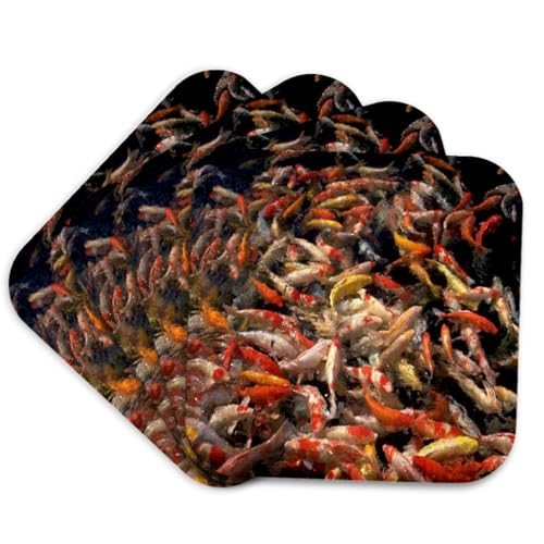 3dRose Koi Fish Set of 4 Coasters - Soft