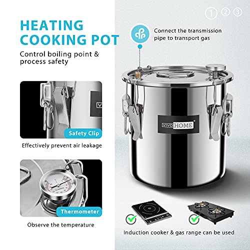 Vivohome 3 Gal Alcohol Still Whiskey Making Kit, 12L Alcohol Water Distiller, 3 Stainless Steel Pots With Built-In Thermometer For Home Brewing And Diy Brandy, Vodka, Bourbon #TOP3