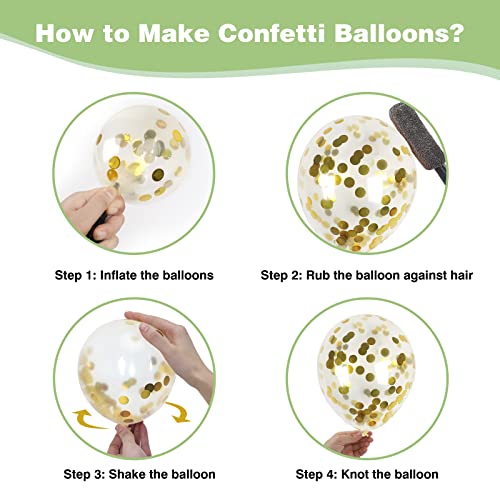 Rubfac 65 Pcs 12 Inches Sage Green Gold Confetti Balloons Kit, Green White Metallic Gold Party Balloons With Ribbons For Birthday, Wedding, Baby Shower, Graduation, Eucalyptus Party Decorations #TOP3