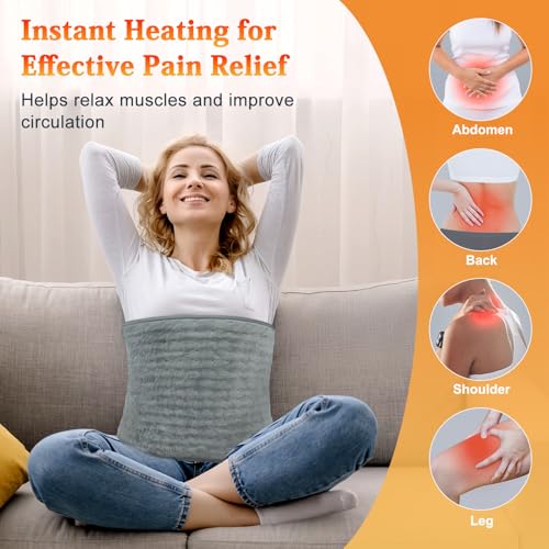 MELCAM Heating Pad for Back Pain Relief, 12"x24"+20" Large Electric Heating Pad for Period Cramps with Belt, 6 Heats Levels & 4 Timers, Auto Shut Off, Machine Washable, Gifts for Women Men Mom Dad — view 2