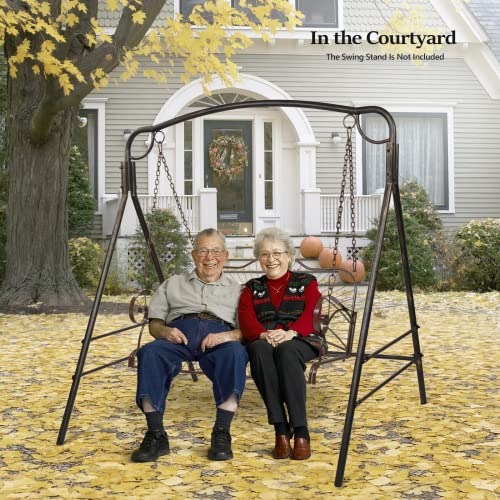 Vingli Upgraded Metal Patio Porch Swing, 660 Lbs Weight Capacity Steel Porch Swing Chair For Outdoors, Heavy Duty Swing Chair Bench For Gardens & Yards (Pattern 3) #TOP5