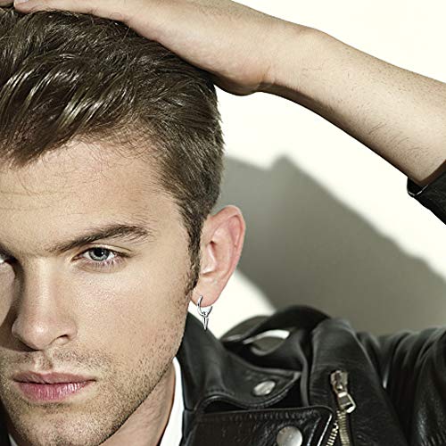 Magitaco 10 Pieces Hoop Dangle Earrings For Men Women Clip On Earrings Non Piercing Stainless Steel Dangle Hinged Hoop Earrings Long Chain Pendant Earrings Silver Kpop Earrings #TOP4