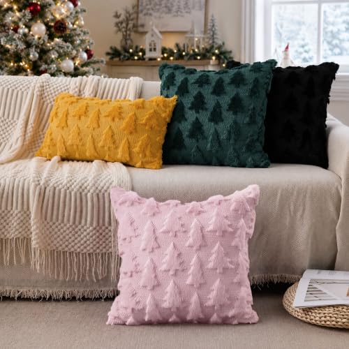 DFXSZ Christmas Tree Pillow Covers 20x20 Set of 2 Christmas Decor Pink by DFXSZ - Used condition - Image 3