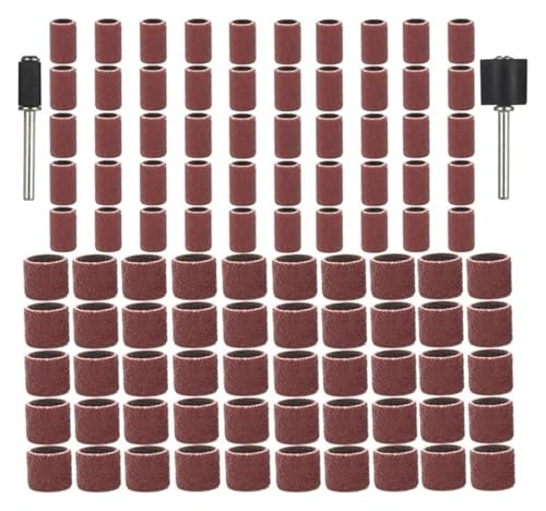 BYINGS Kit de tambor de lijado de 11/102 piezas, grano n.° 80, n.° 120 y n.° 180, banda de lijado for manguitos de amoladora angular eléctrica mini, mandriles de lijado.
