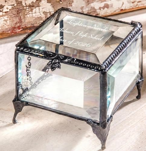 Personalized Graduation Gift For Her Glass Jewelry Box High School Graduate Or College Grad Class Of 2026 J Devlin Box 326 EB217-3 (Clear Beveled)