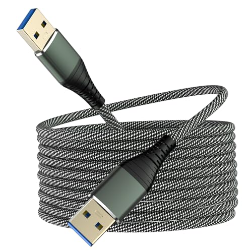 Image of USB to usb Cable 3M, usb a to USB A Cord Male to Male USB-Cable USB A 3.0 A to A Male Cable Double Sided USB A Data Transfer Cord for Computer PC Laptop Cooler TV Hub Hard Drive Enclosure DVD Player