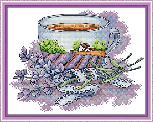 Broderie diamant tasse à thé française décoration murale salon rustique