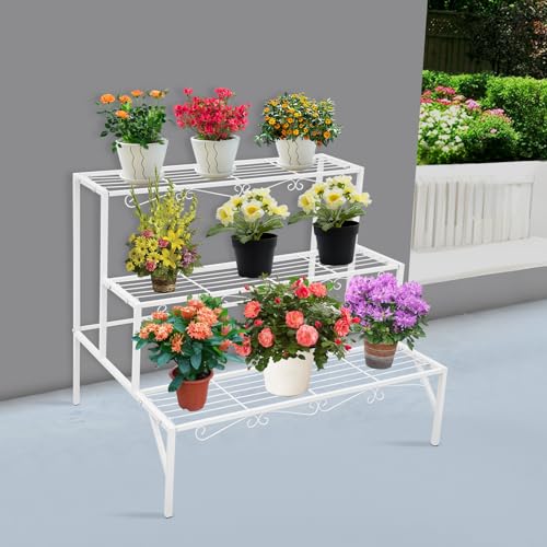 DDZcozy Metall Blumentreppe, 3 Ebenen Blumenregal...