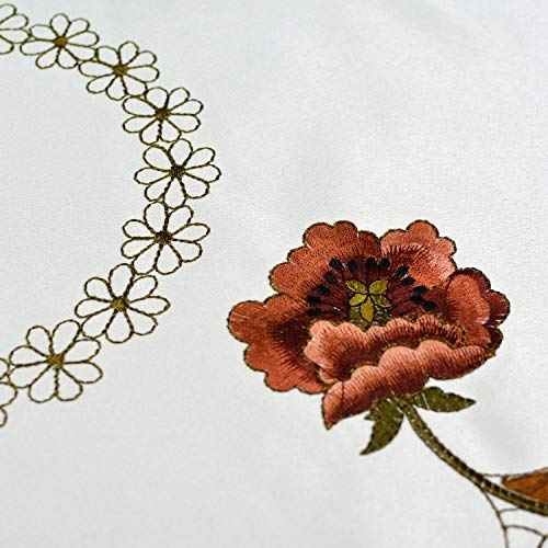 Ustide Oval Embroidery Rose Table Doily 15.7"X33.6" Handmade Flower Table Cover Beige Table Doilies Durable Washable Table Cloths For Coffee Table #TOP1