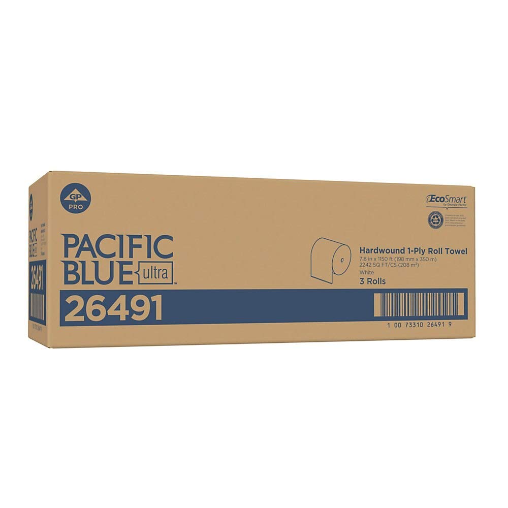 Georgia-PacificPacific Blue Ultra 8 High-Capacity Recycled Paper Towel Roll by GP PRO (), White, 26491, 1150 Feet Per Roll, 3 Rolls Per Case