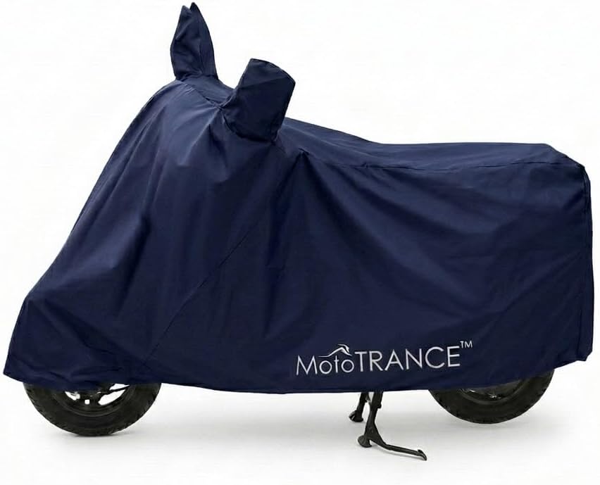 MoTotrance Blue Water Resistant Bike Cover for Honda CB Shine SP | 99.9% Water Resistant & Dustproof | Mirror Pockets | Anti Scratch | Interlock Stitching | Buckle Belt | Two Wheeler Cover