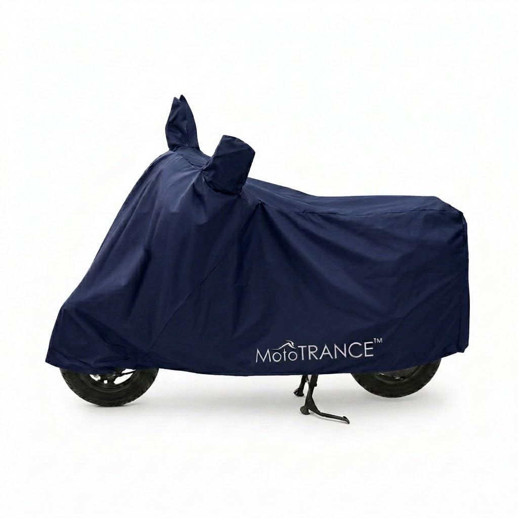 MoTotrance Blue Water Resistant Bike Cover for Honda Dream Yuga | 99.9% Water Resistant & Dustproof | Mirror Pockets | Anti Scratch | Interlock Stitching | Buckle Belt | Two Wheeler Cover-image-20