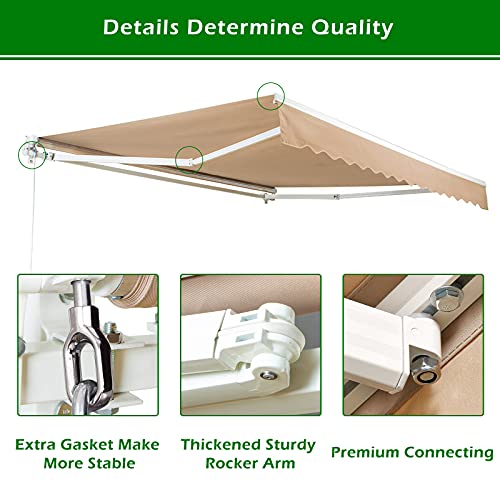 AECOJOY 13'×8' Patio Awning Retractable Sun Shade Awning Cover Outdoor