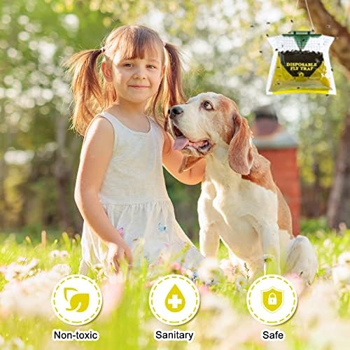 Fly Traps Outdoor Fly Trap Hanging, Natural Pre-Baited Disposable Stable Horse Ranch Fly Trap Bag, Fly Bags Outdoor Disposable Fly Catchers Killer Outdoor 8 Pack #TOP6