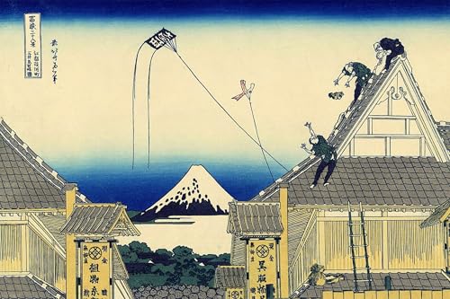 Toile Hokusai Kōto Suruga cho Mitsui pour créer un cocon zen dans la chambre