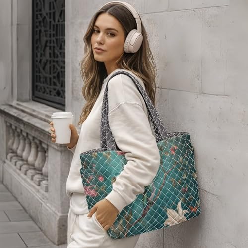 Bolsos tipo tote Lotusorchid para mujer, bolso hobo de doble cara con bolsillos, gran capacidad miniatura 5