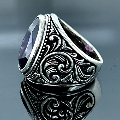 Amethyst Silver Ring, Men Silver Ring, Gemstone Vintage Engagement Ring, Silver Handmade Ring, 925K Sterling Silver Ring, Gift For Him #TOP4