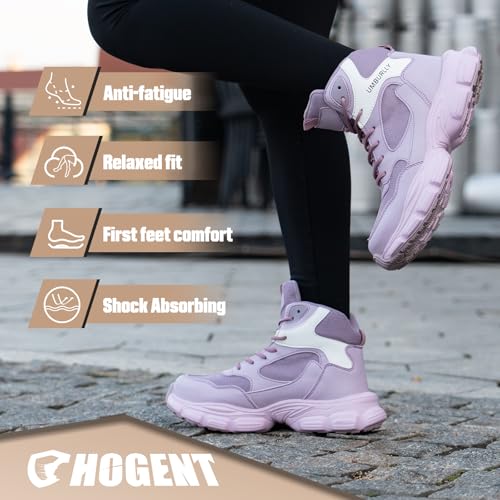 Image of Hogent Steel Toe Shoes for Women Men Wide Non Slip Composite Work Sneakers Indestructible Comfortable Safety Tennis Shoes Lightweight Breathable Construction Sneakers Puncture Proof Ergonomic Design